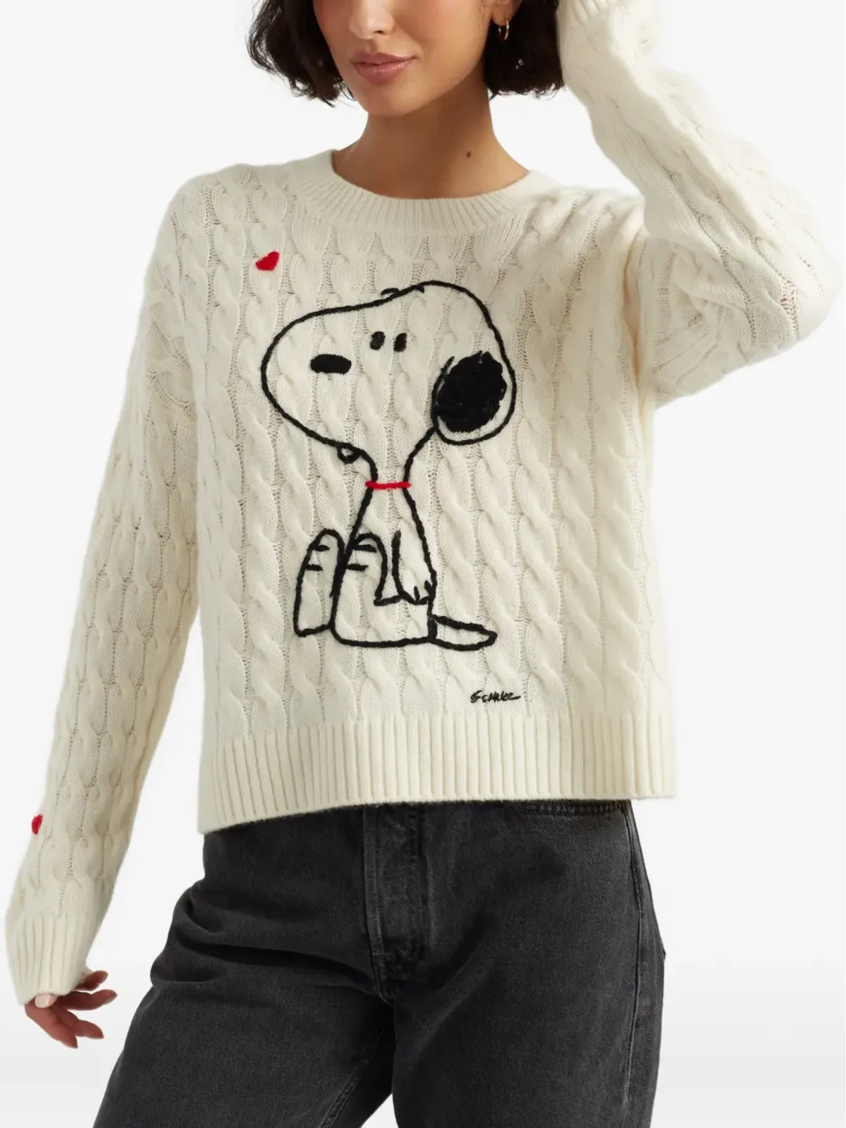 Chinti & Parker Snoopyモチーフ ケーブルニットセーター - 画像4