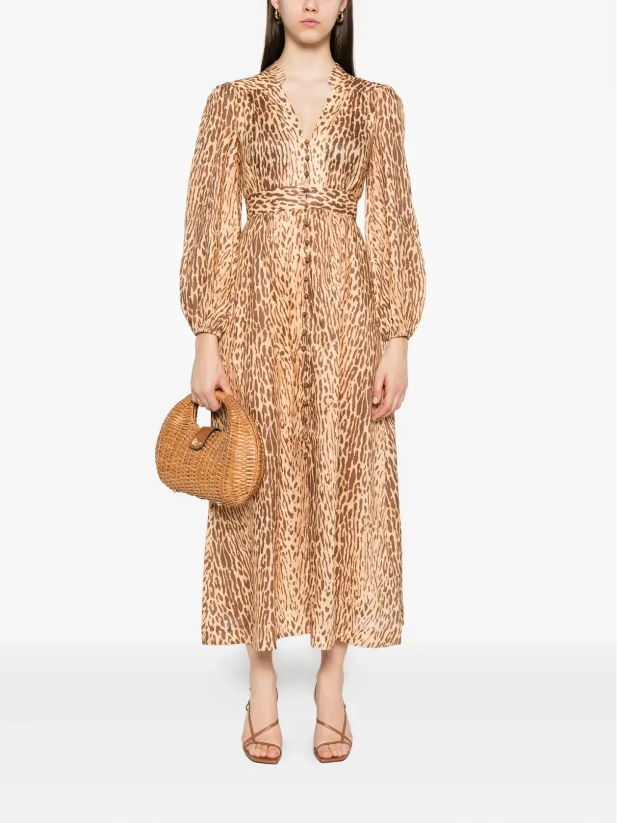ZIMMERMANN レオパード柄ボタンフロントドレス - ネチュラル - 画像2