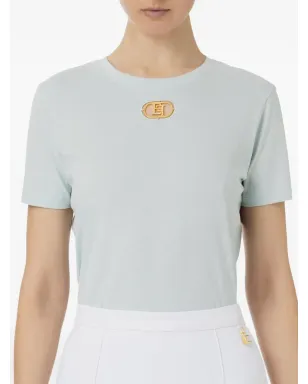 Elisabetta Franchi ロゴプレート付き半袖Tシャツ ブルー - サムネイル1