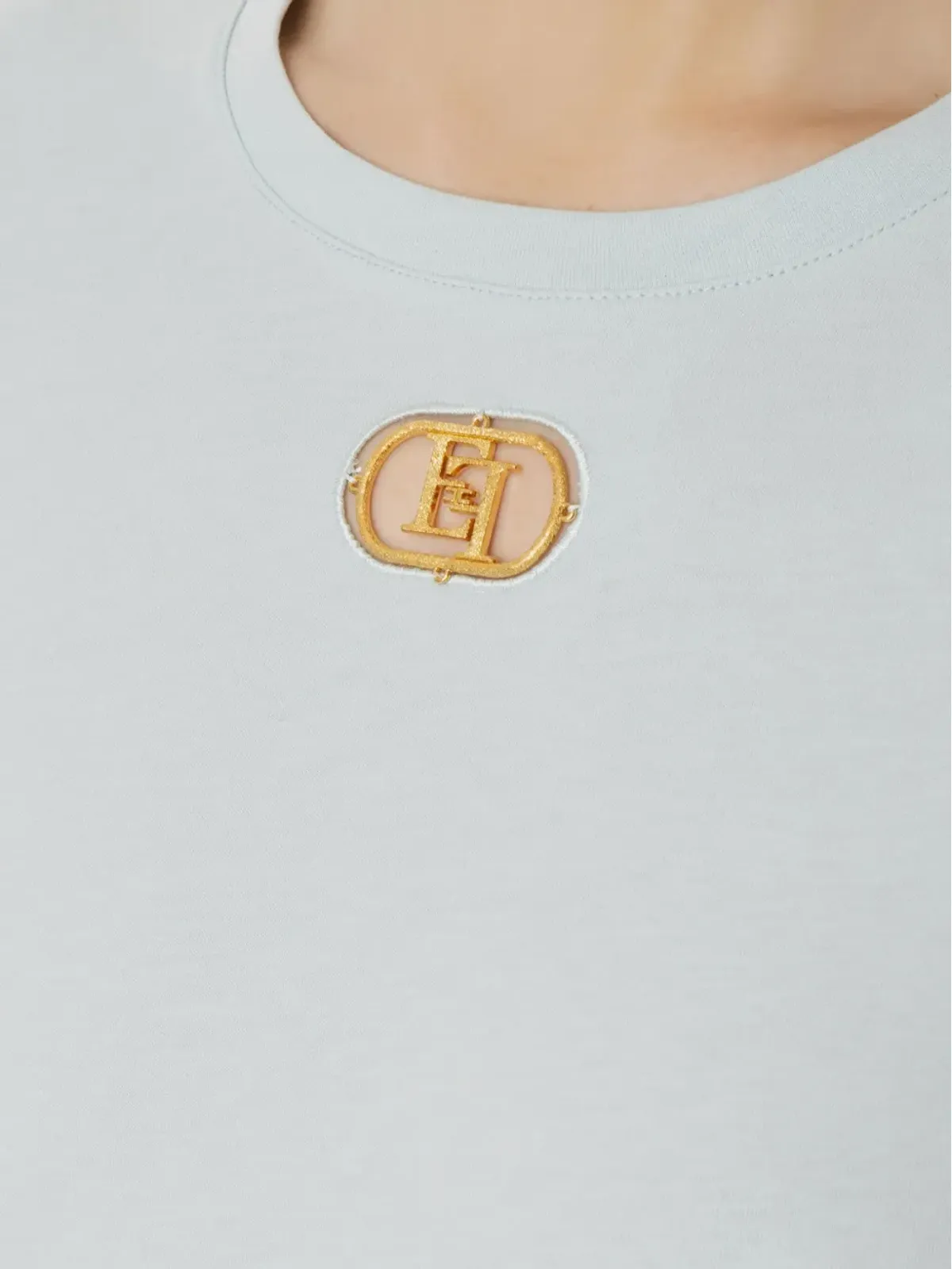 Elisabetta Franchi ロゴプレート付き半袖Tシャツ ブルー - 画像3