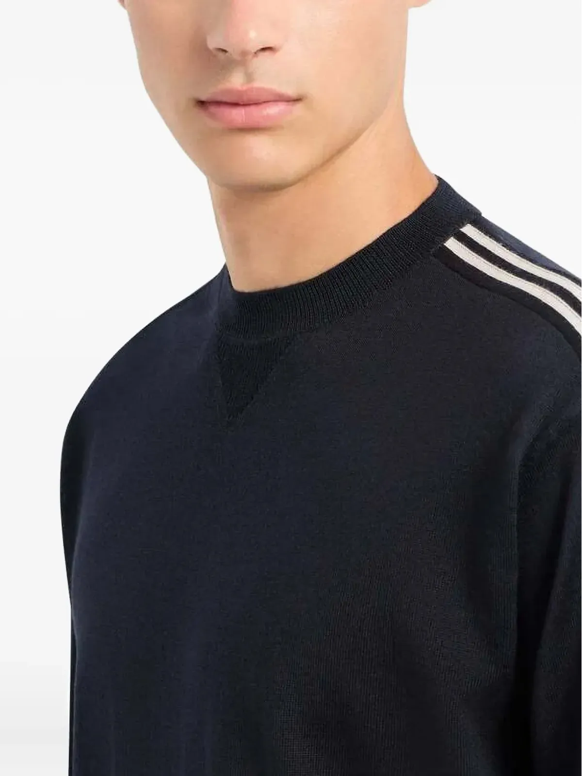 Emporio Armani ストライプディテール クルーネックセーター - 画像3