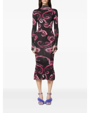 Versace Jeans Couture スワールプリントのハイネック・ミディドレス - ブラック - サムネイル2