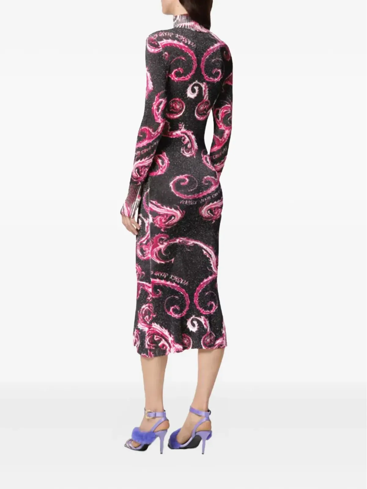 Versace Jeans Couture スワールプリントのハイネック・ミディドレス - ブラック - 画像3