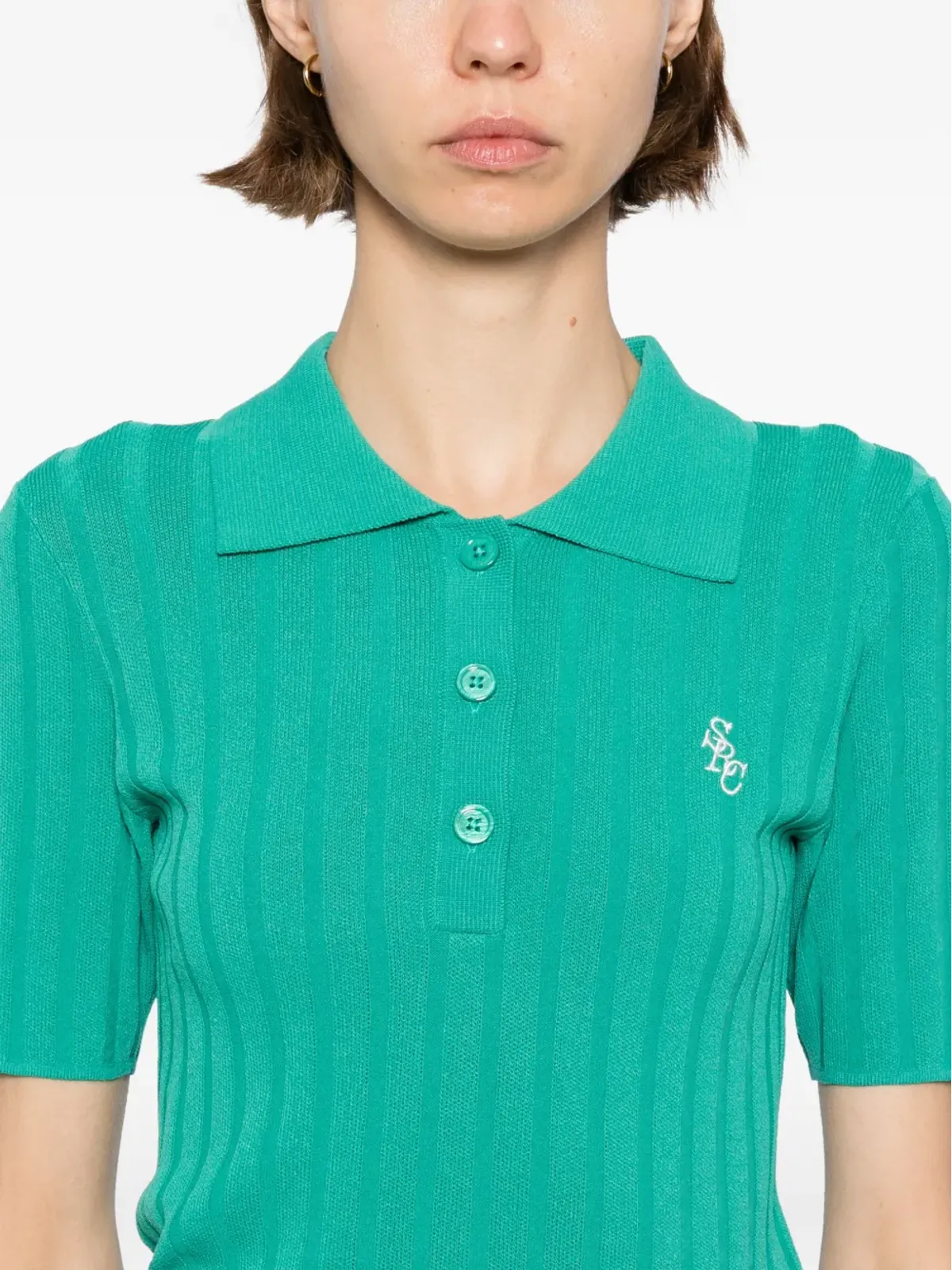 Sporty & Rich SRCリブ編みポロトップ - 画像5