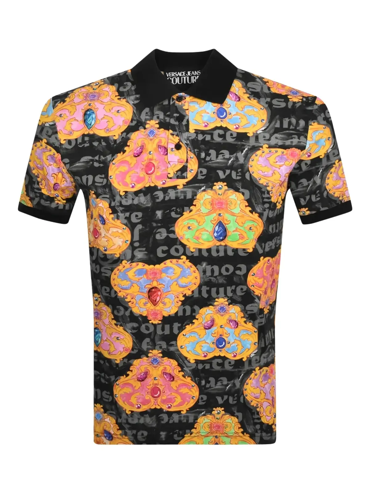 Versace Jeans Couture バロック柄ポロシャツ ブラック - 画像1