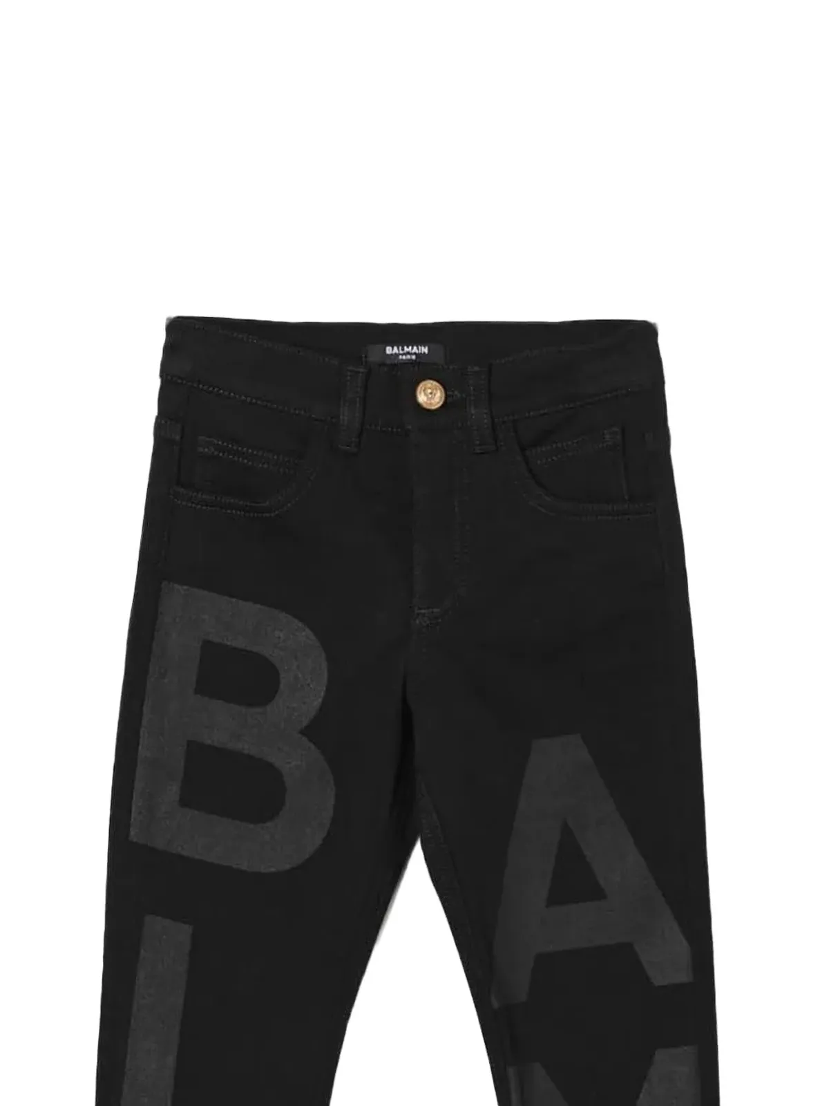 Balmain Kids ロゴプリントデニムジーンズ - 画像2