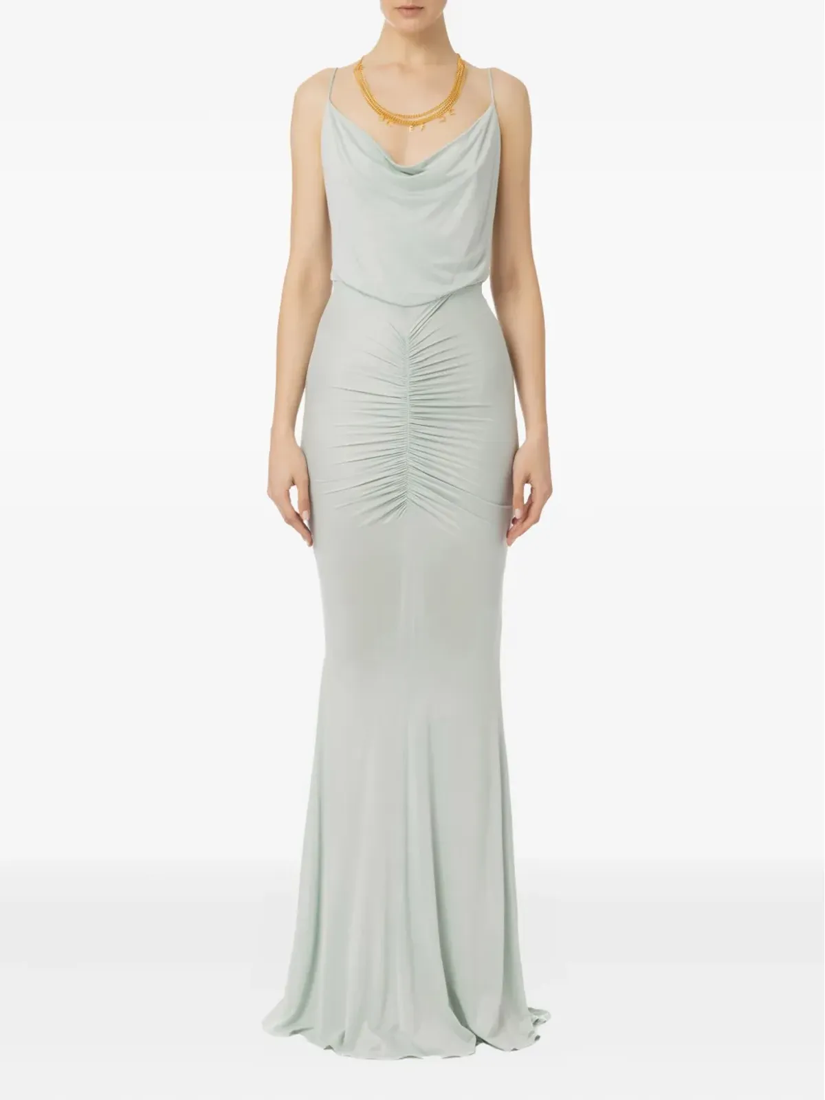 Elisabetta Franchi カウルネック・ギャザー入りドレス - 画像2