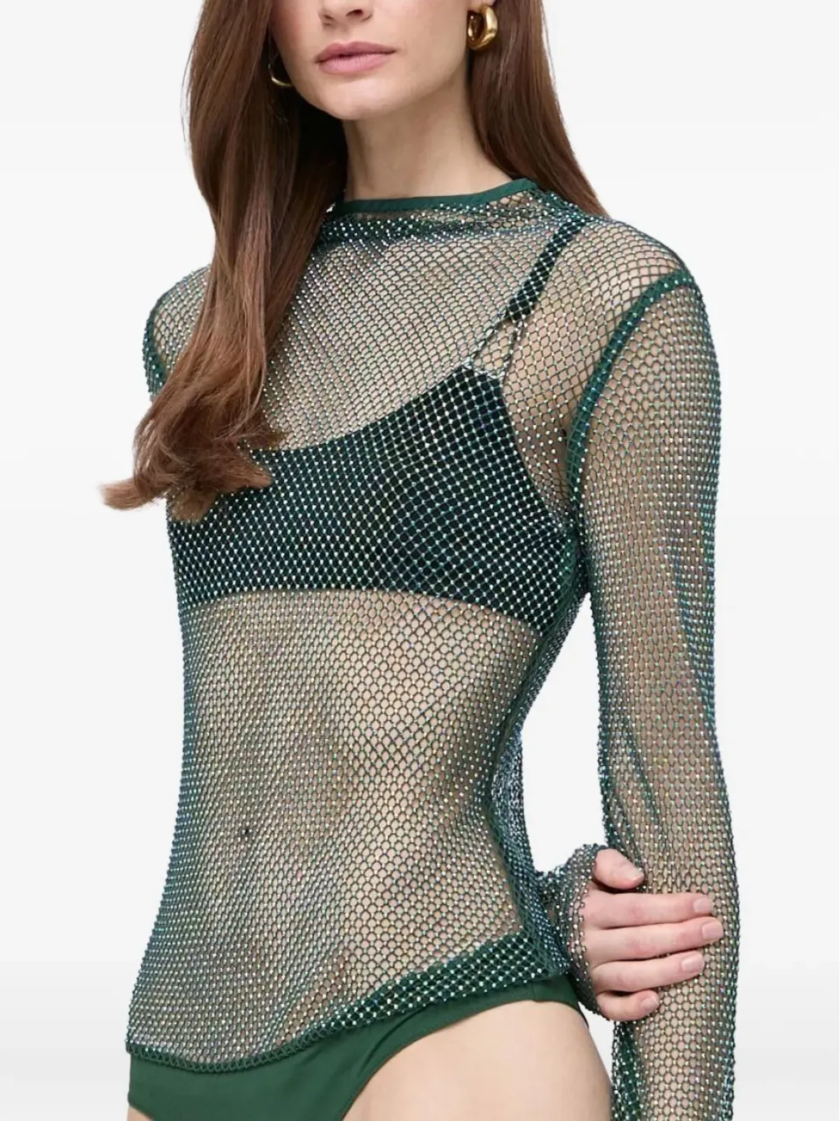 Patrizia Pepe ラインストーン付きメッシュボディスーツ - 画像3
