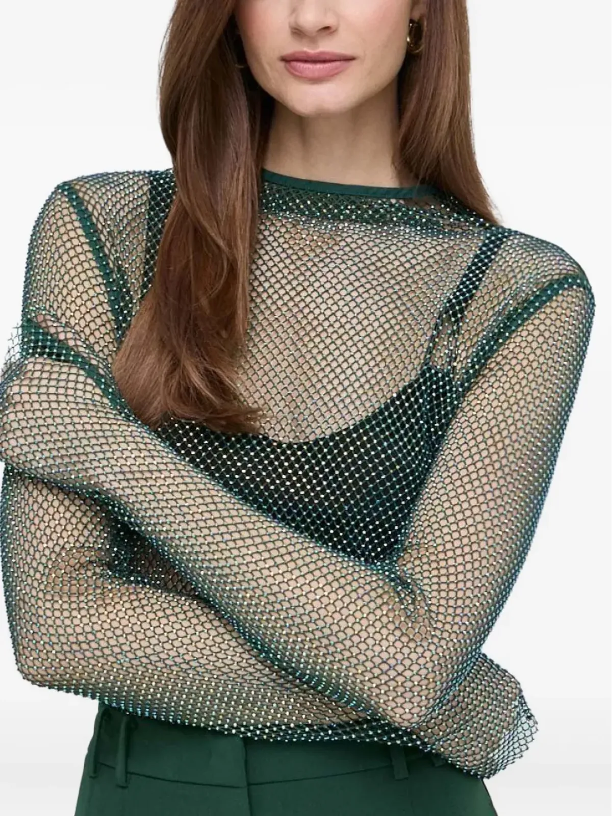 Patrizia Pepe ラインストーン付きメッシュボディスーツ - 画像4