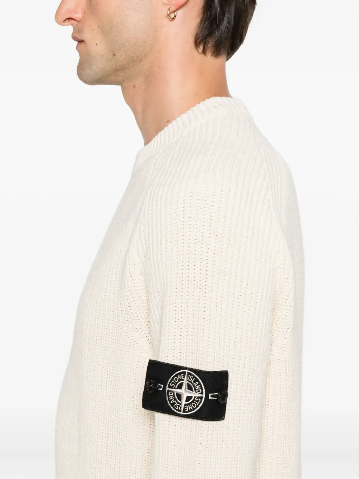 Stone Island Compass-badge ribbed-knit sweater - Neutrals - 画像5