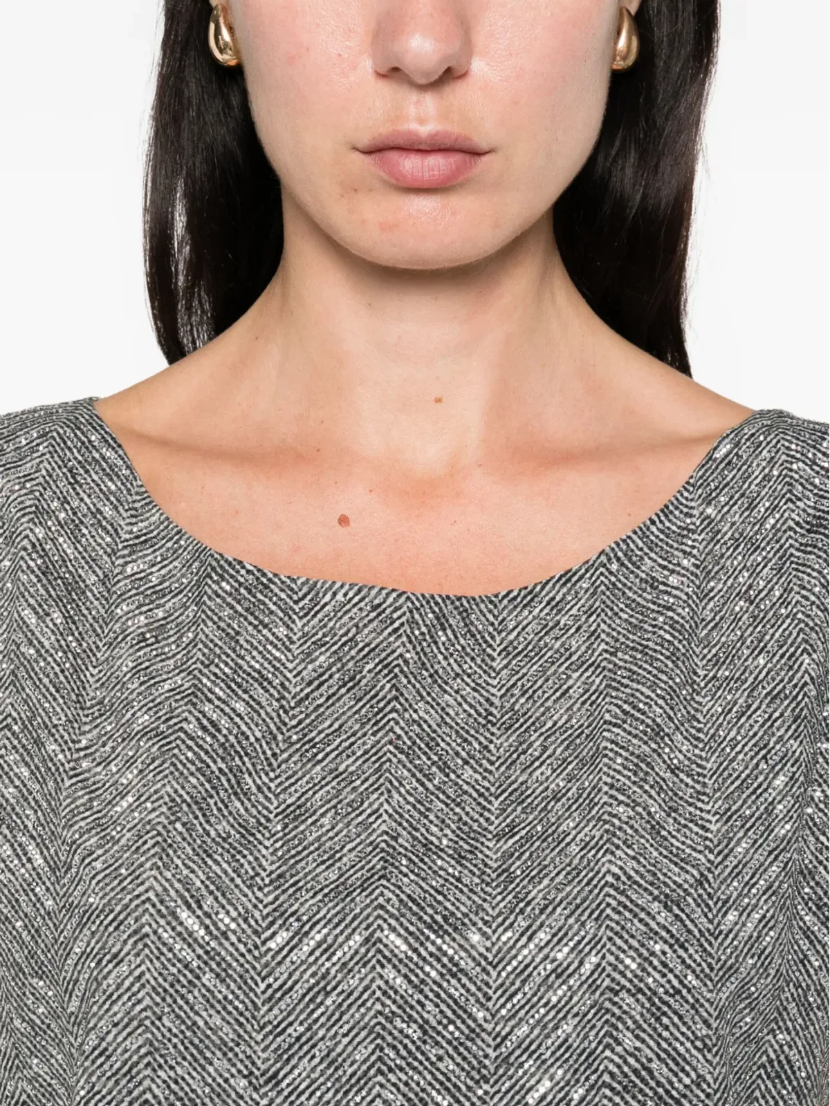 Ermanno Scervino ヘリンボーン柄スパンコール装飾トップ - 画像5