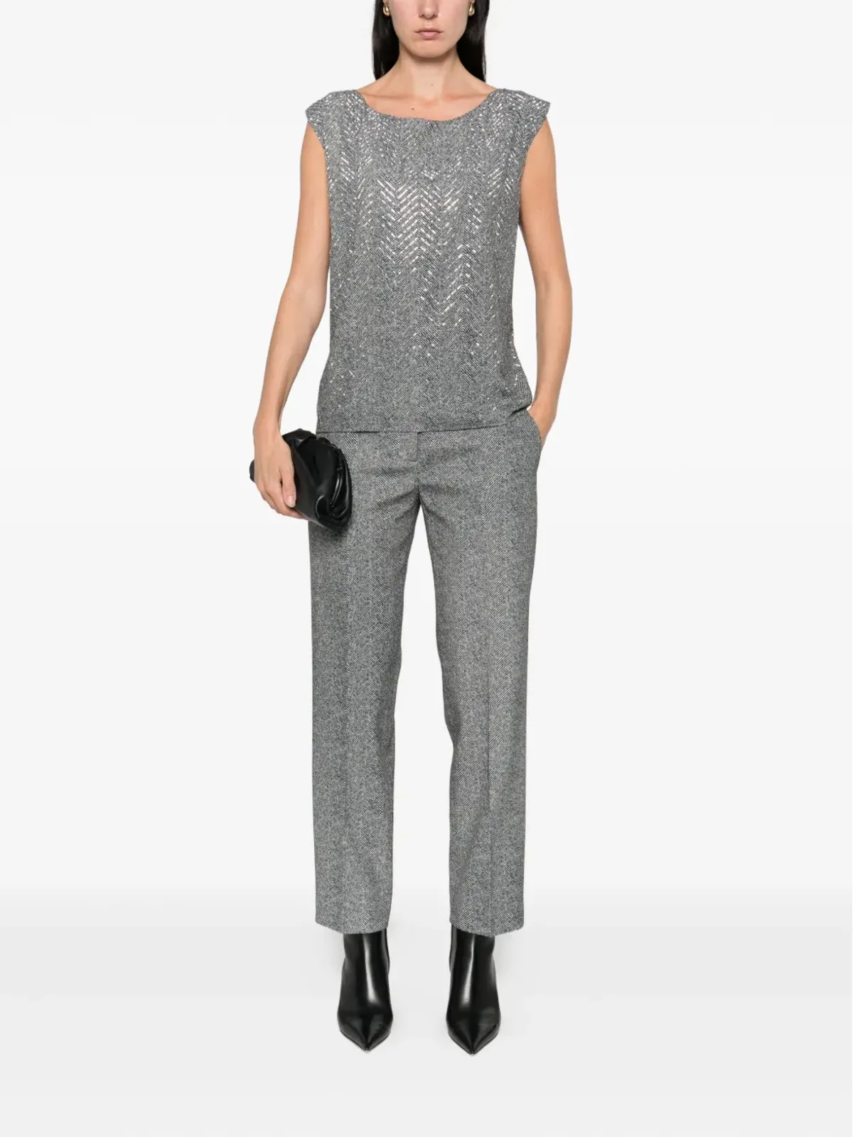 Ermanno Scervino ヘリンボーン柄スパンコール装飾トップ - 画像2