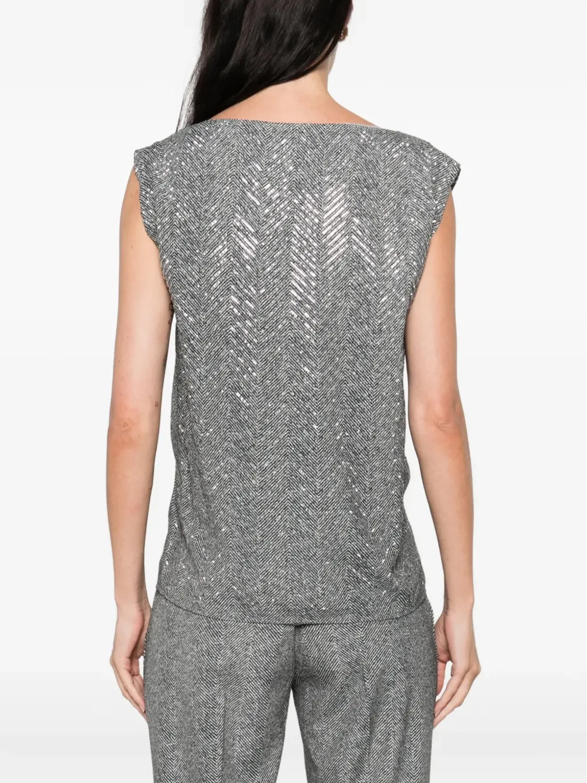 Ermanno Scervino ヘリンボーン柄スパンコール装飾トップ - 画像4