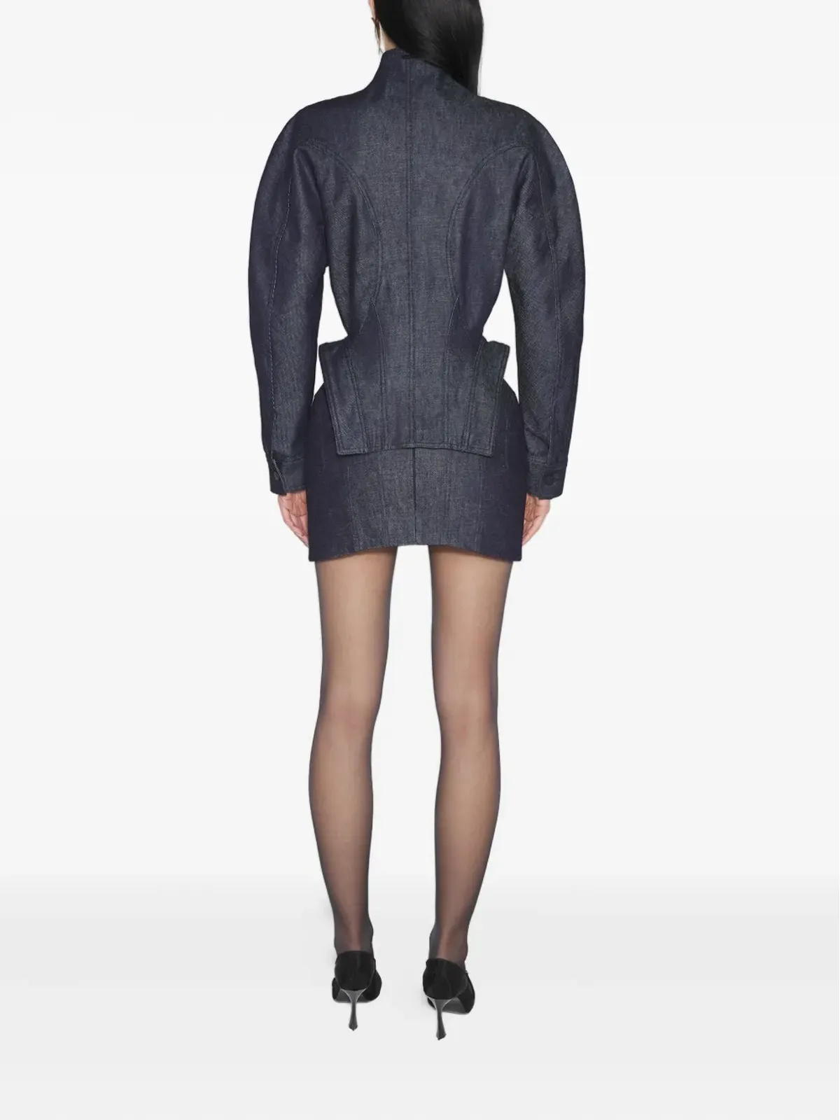 Mugler コルセットディテールのデニムスカート - 画像3