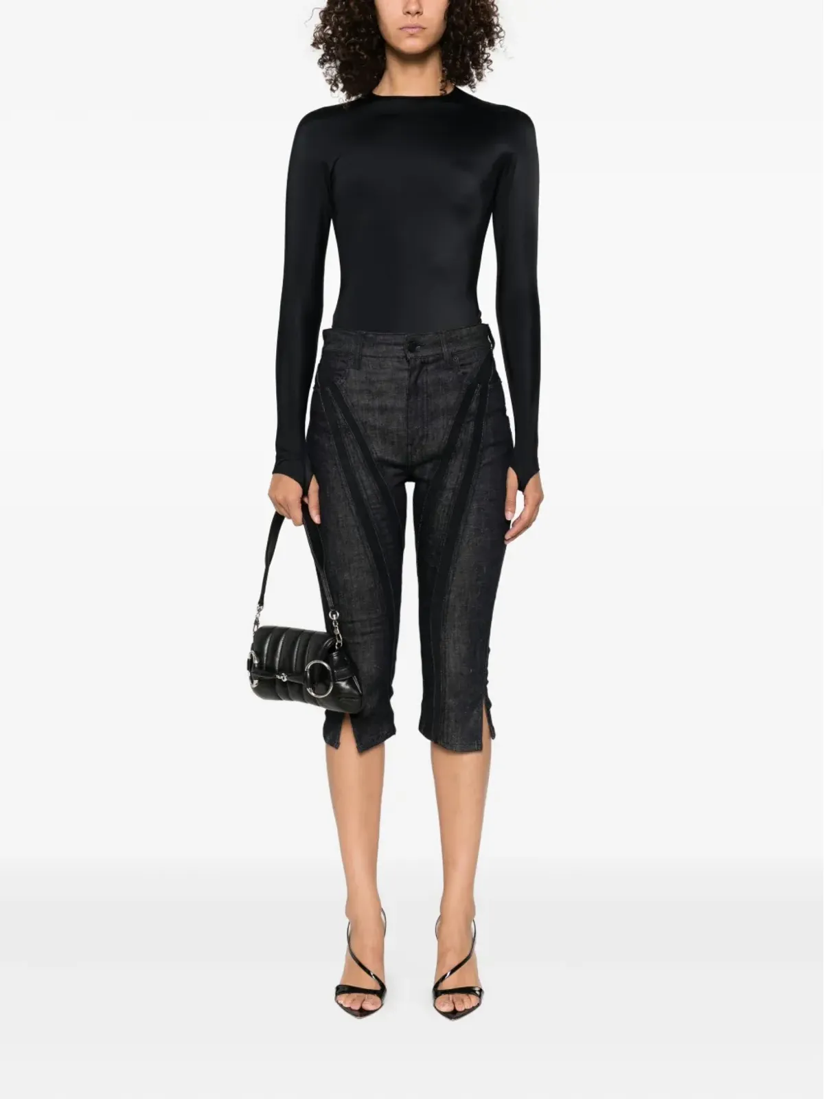 Mugler コンシールド長袖ボディスーツ - ブラック - 画像2