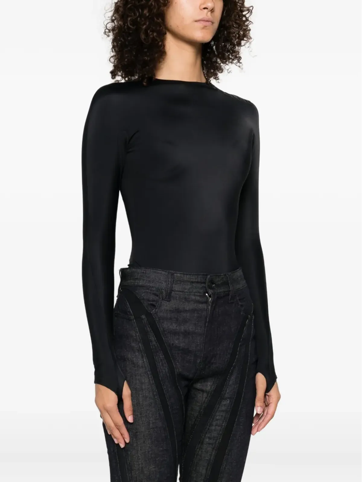 Mugler コンシールド長袖ボディスーツ - ブラック - 画像3