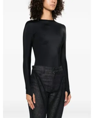 Mugler コンシールド長袖ボディスーツ - ブラック - サムネイル3