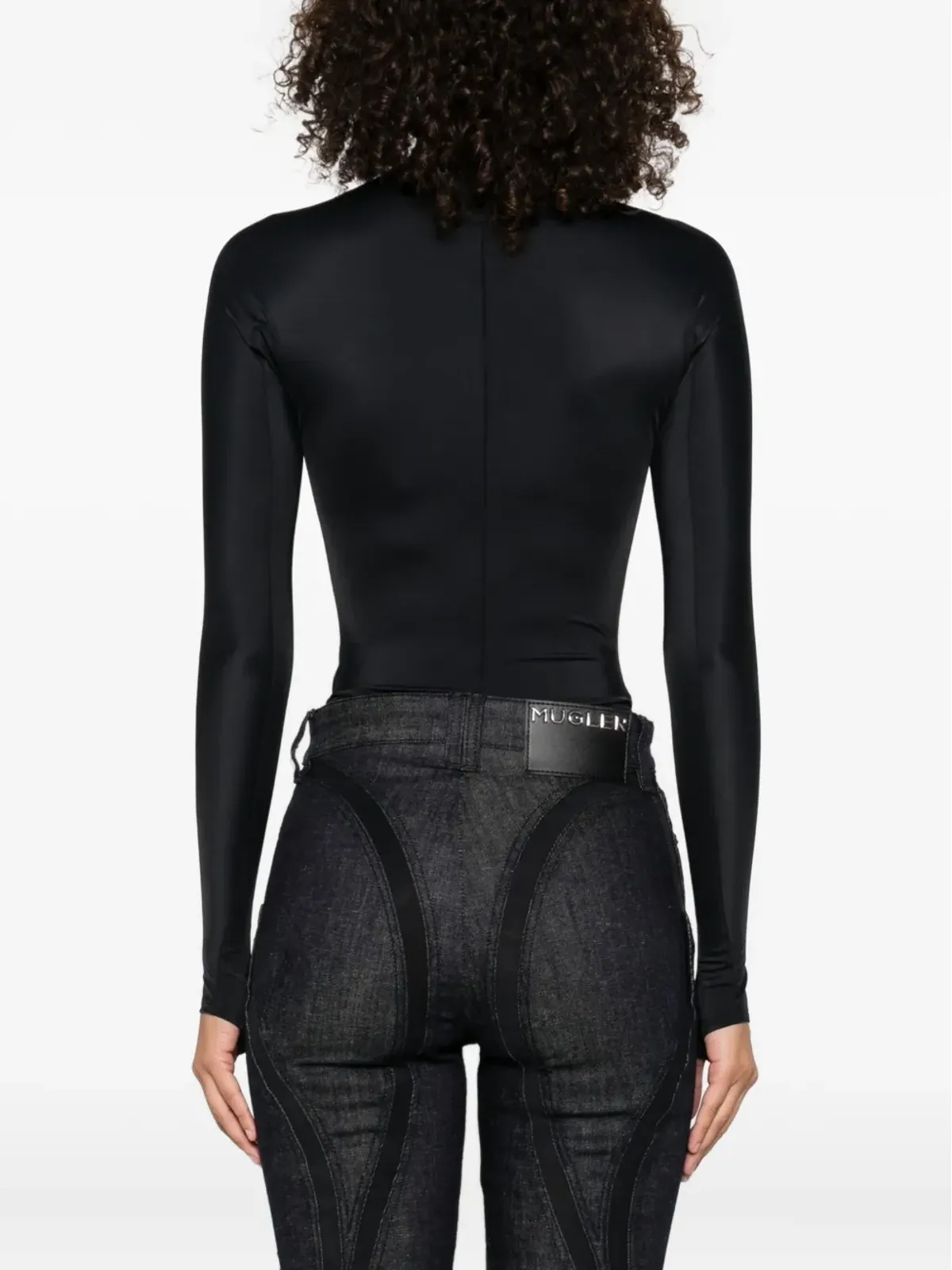 Mugler コンシールド長袖ボディスーツ - ブラック - 画像4