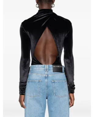 Mugler ハイネックベルベットボディスーツ - サムネイル4