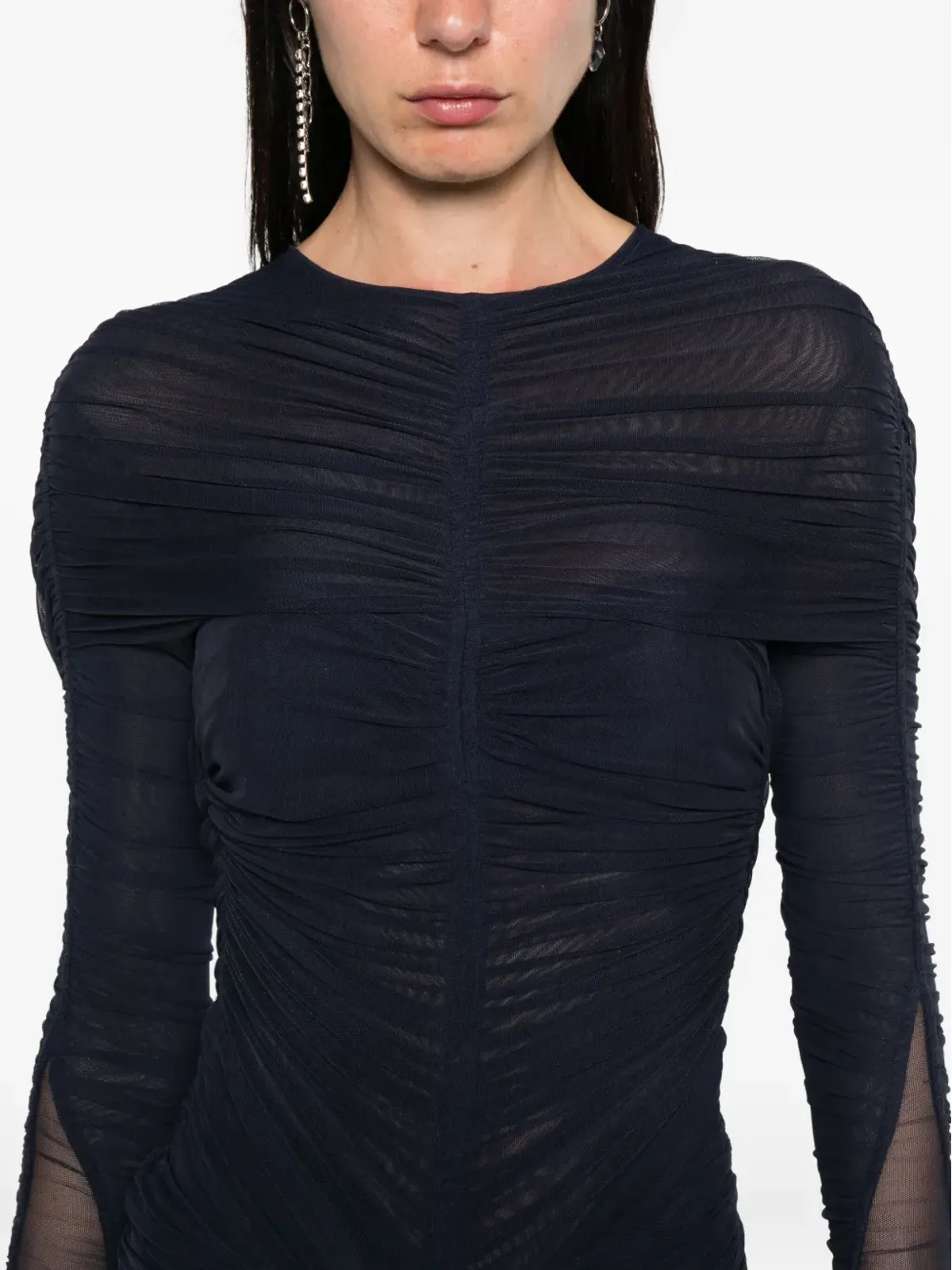 Mugler ギャザー入りメッシュボディスーツ - 画像5