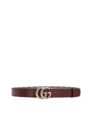 Gucci シグネチャー ダブルGバックル リバーシブル レザーベルト - ブラウン - サムネイル1