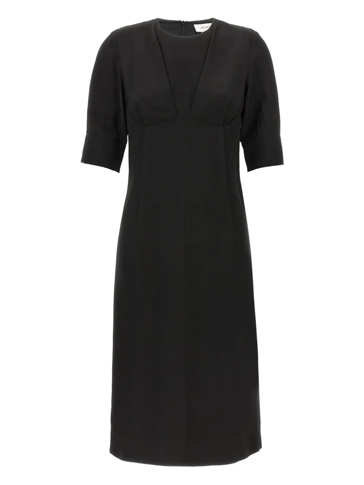 Sportmax ショートスリーブ クルーネック ドレス ブラック - 画像1