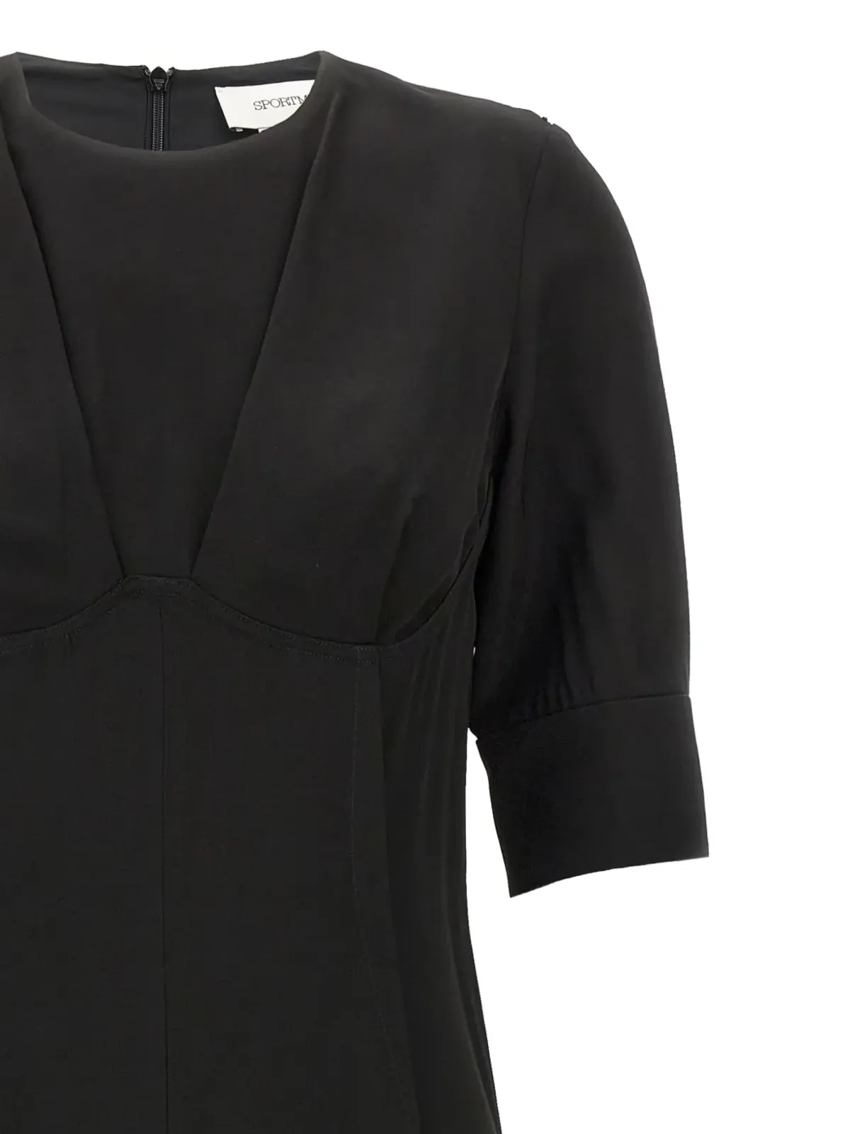 Sportmax ショートスリーブ クルーネック ドレス ブラック - 画像3