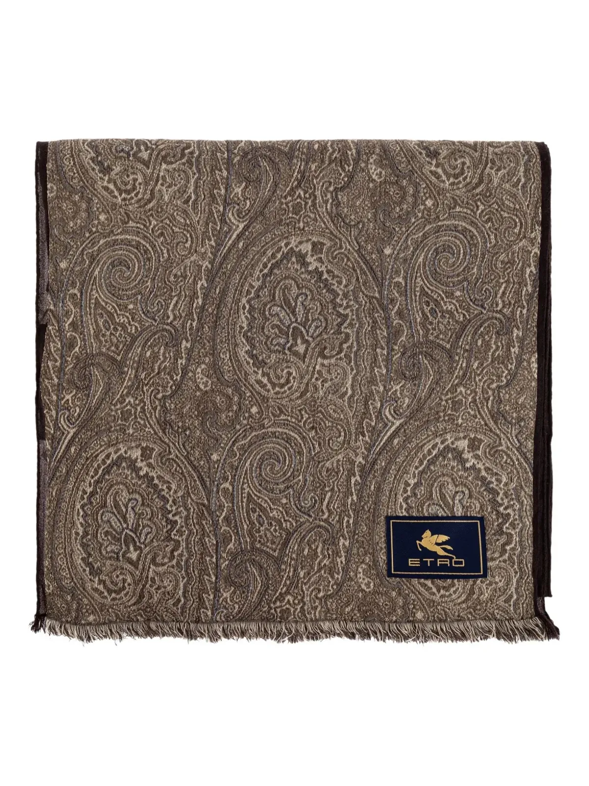 ETRO ペイズリーパターン フリンジスカーフ - Brown - 画像1