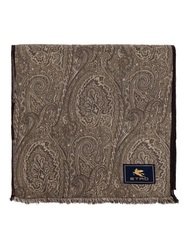 ETRO ETRO ペイズリーパターン フリンジスカーフ - Brownの商品画像