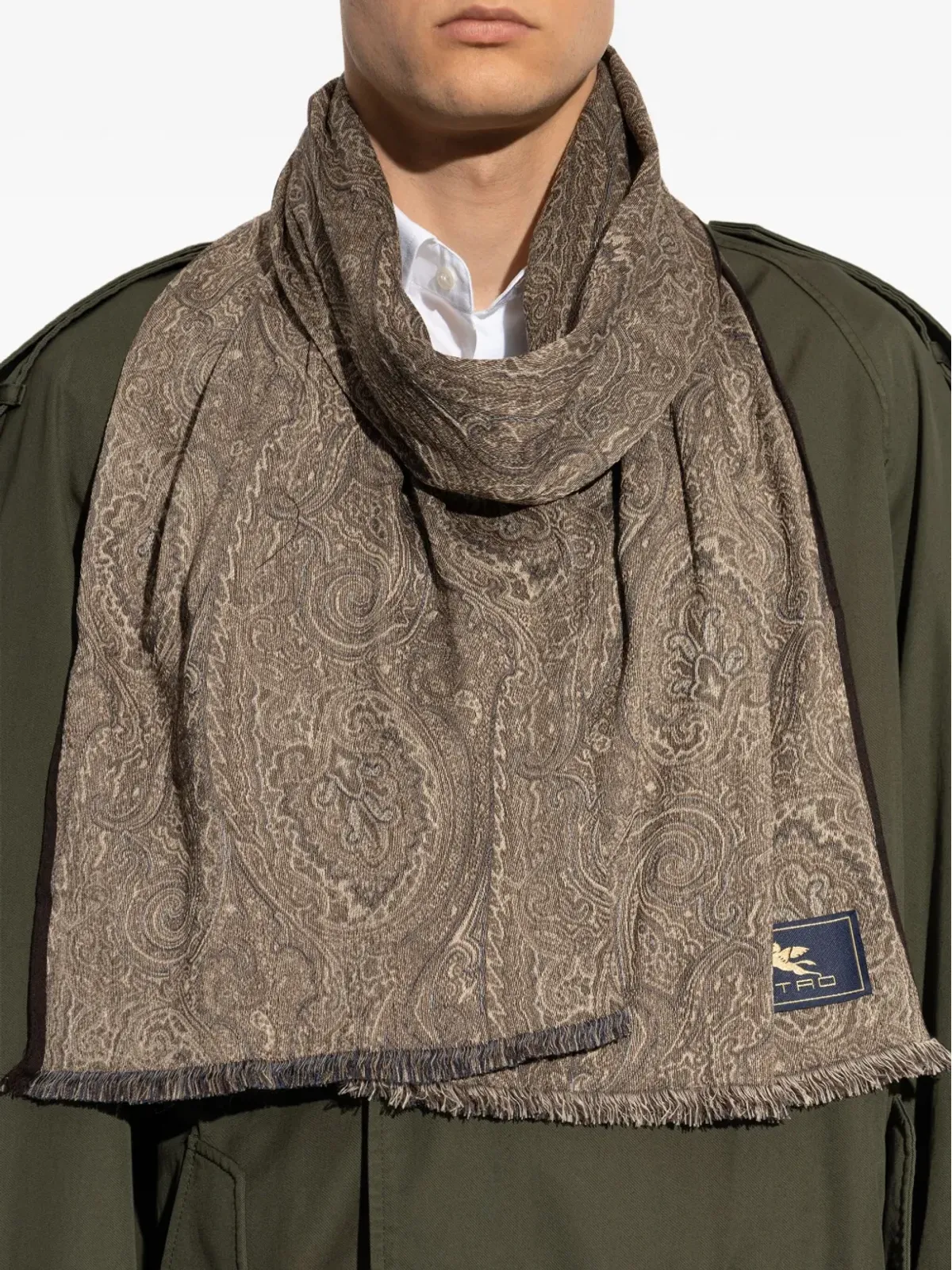 ETRO ペイズリーパターン フリンジスカーフ - Brown - 画像4