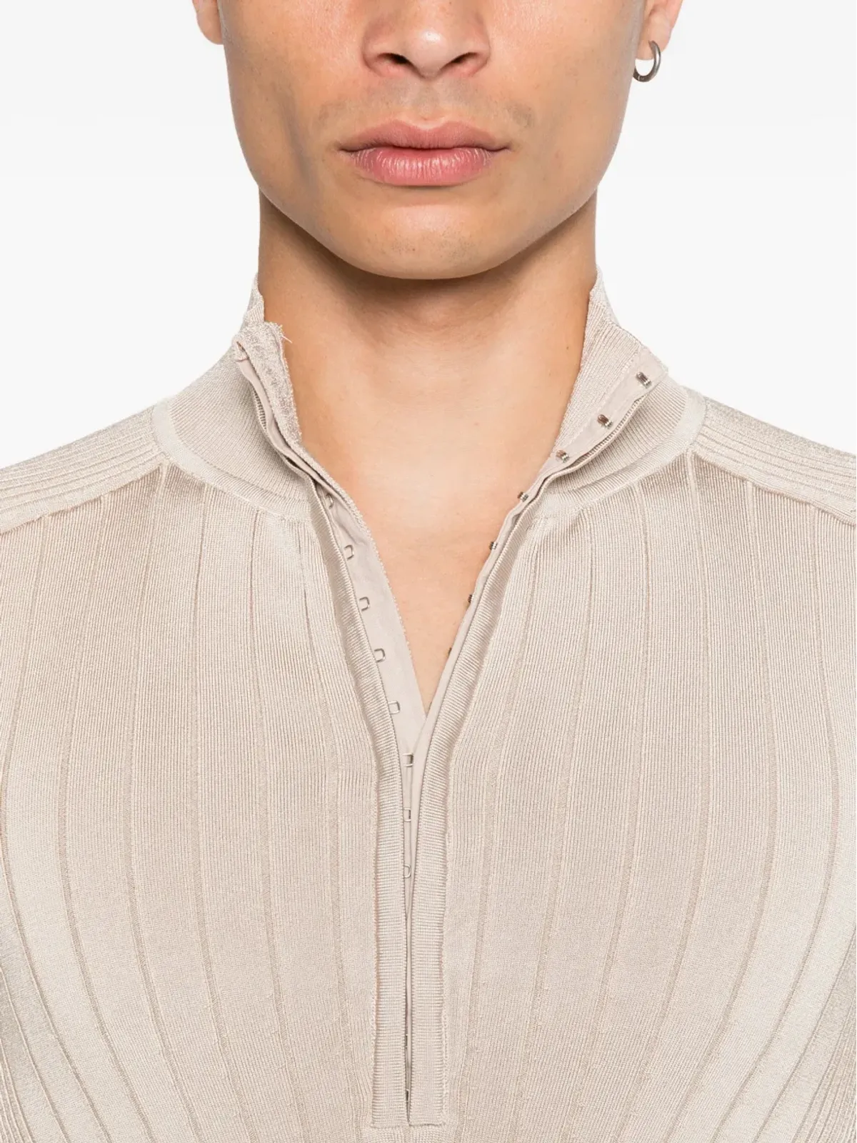 Mugler リブ編みジップフロントポロトップ - 画像5