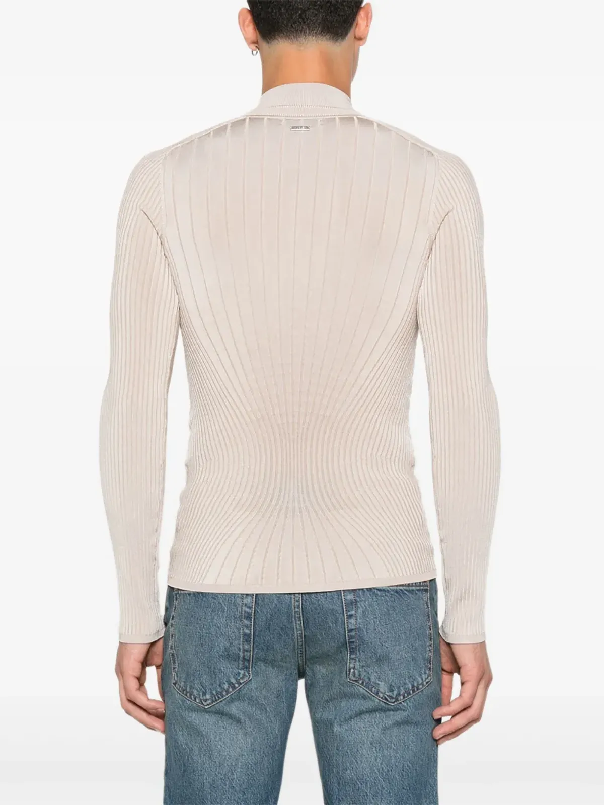 Mugler リブ編みジップフロントポロトップ - 画像4
