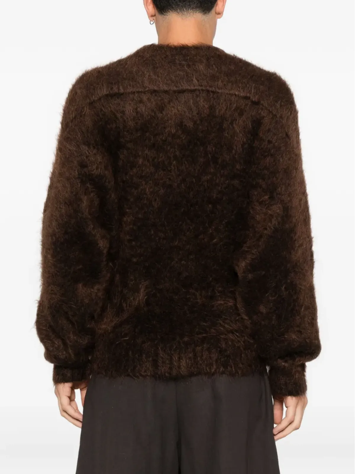 Mugler ブラウンのふわふわクルーネックセーター - 画像4