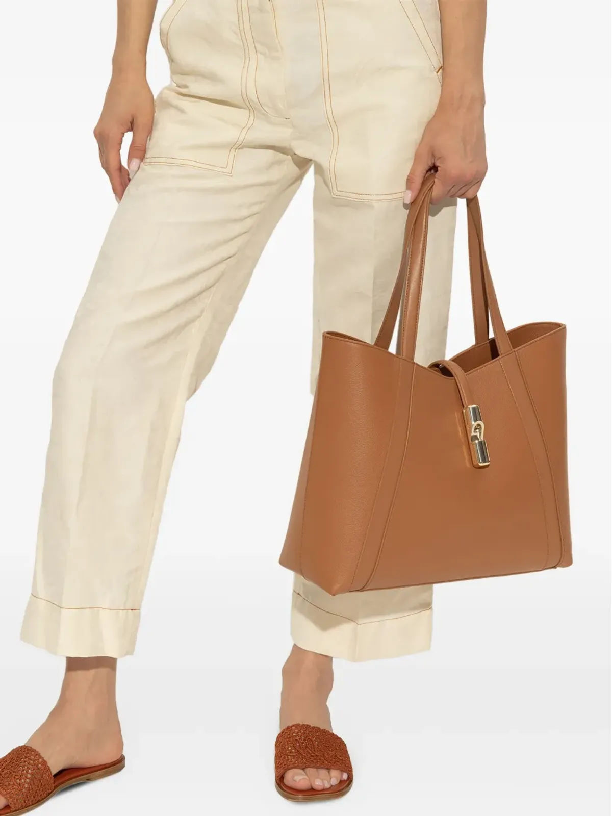Furla Goccia レザー・パネルド・クラスプ・トートバッグ - 画像5