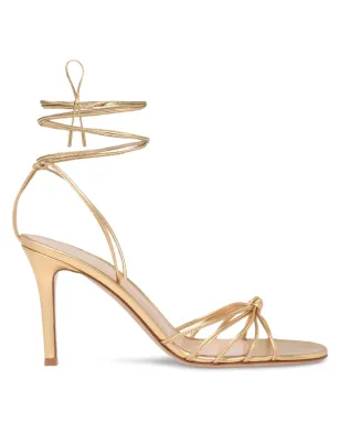 Gianvito Rossi ノットディテール レースアップサンダル ゴールド - サムネイル1