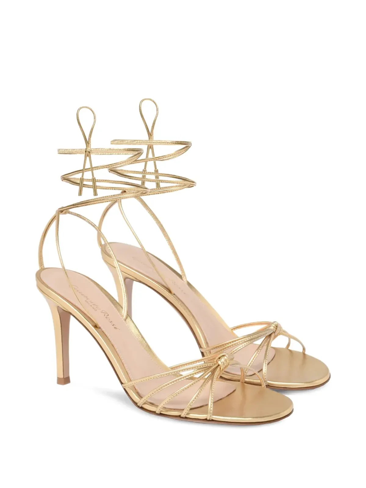 Gianvito Rossi ノットディテール レースアップサンダル ゴールド - 画像2