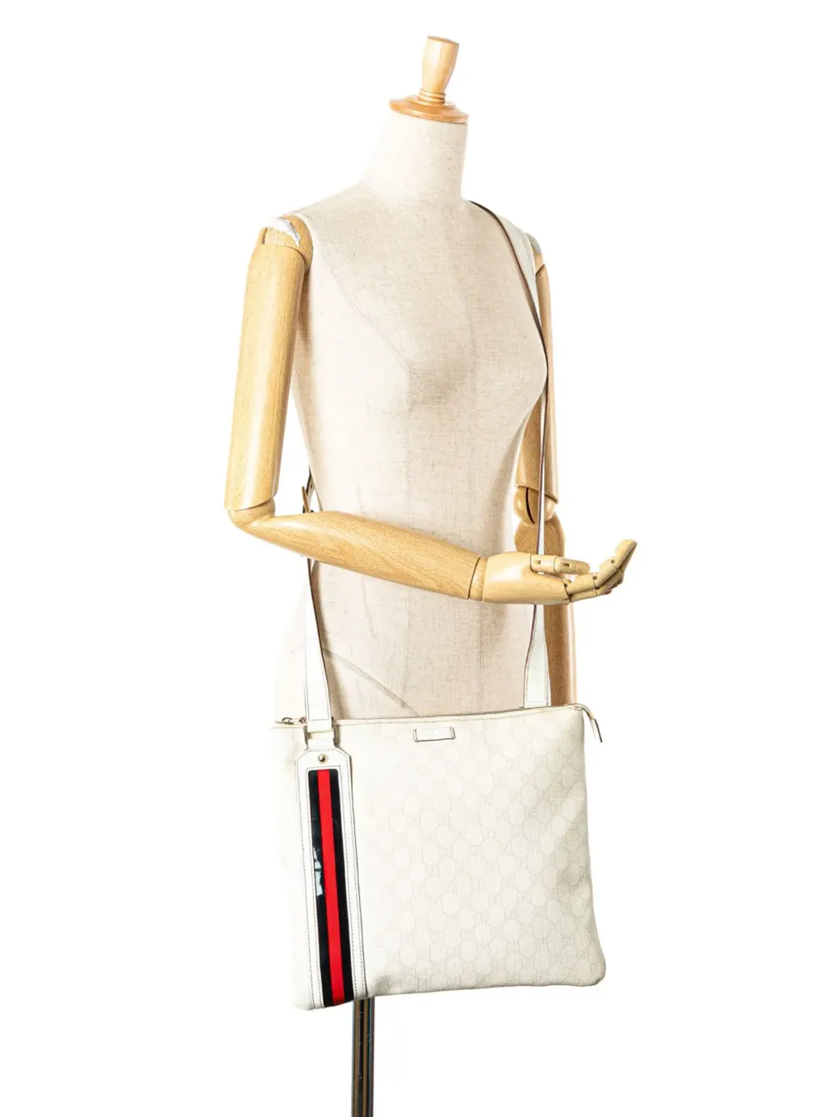 Gucci Pre-Owned GG Supreme Web クロスボディバッグ - White - 画像2