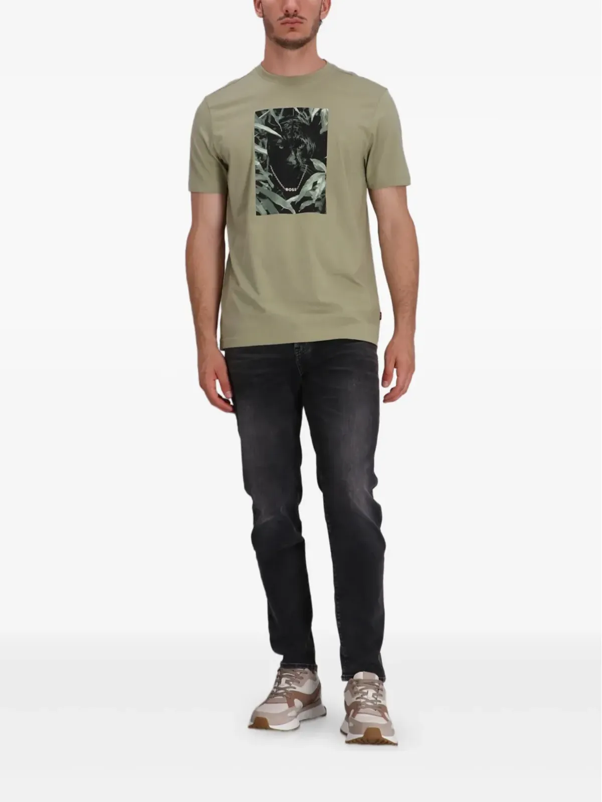 BOSS パンサー柄コットンTシャツ - グリーン - 画像2