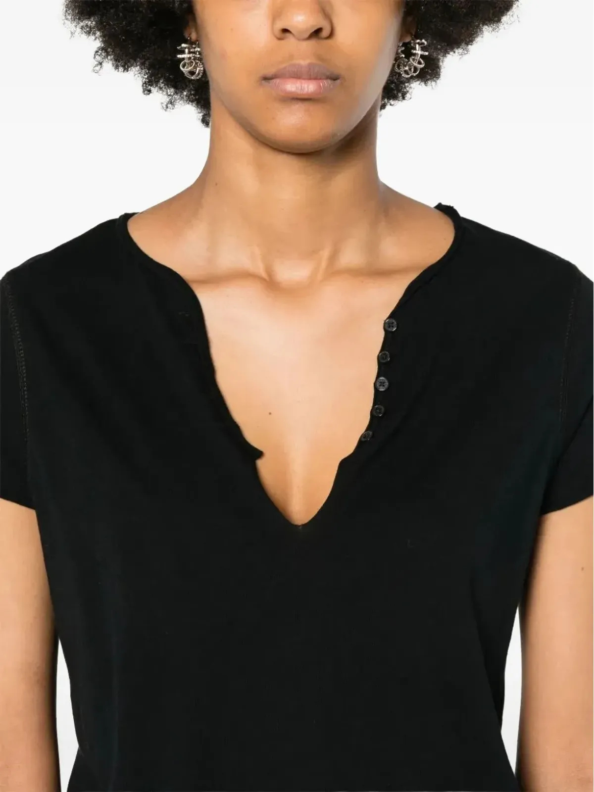 Zadig&Voltaire Vネック コットン Tシャツ - ブラック - 画像2