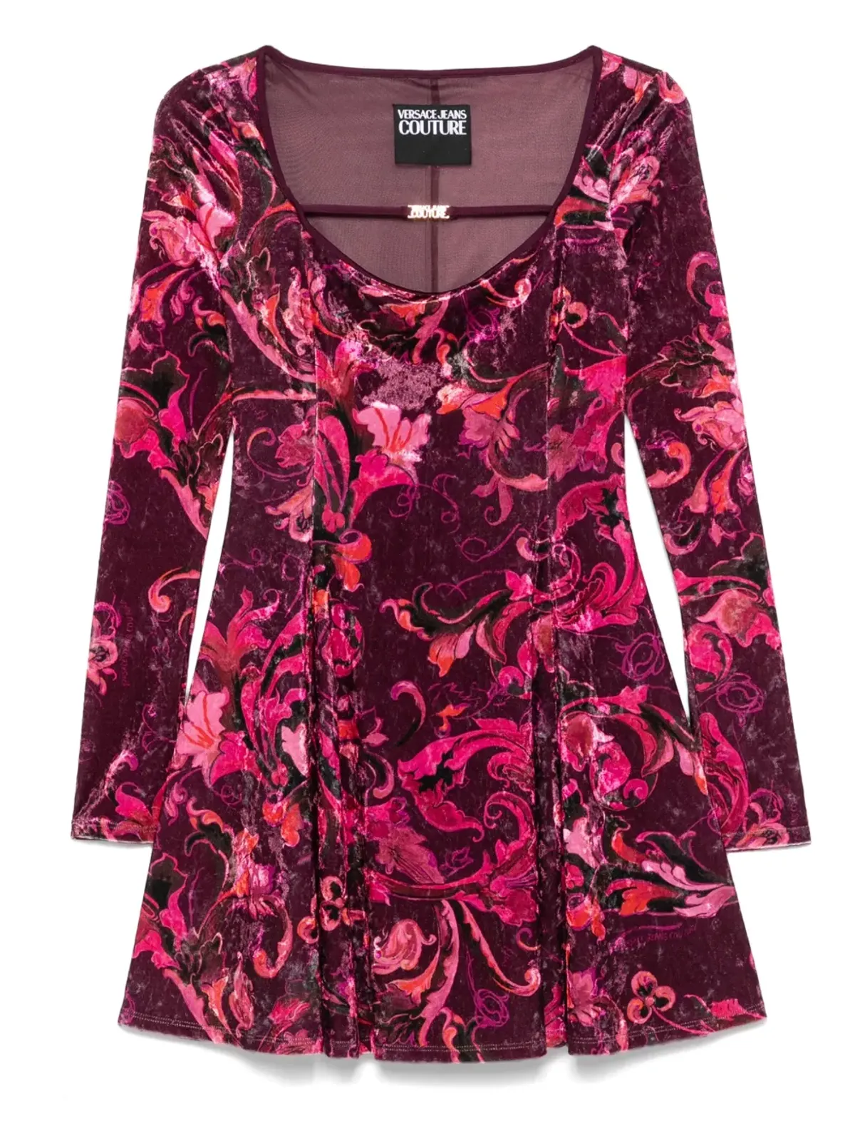 Versace Jeans Couture 花柄ベロアミニドレス - 画像1