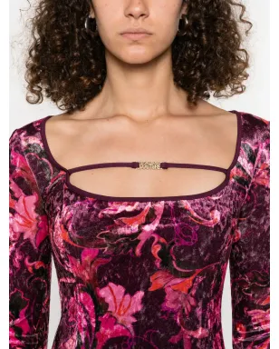 Versace Jeans Couture 花柄ベロアミニドレス - サムネイル5