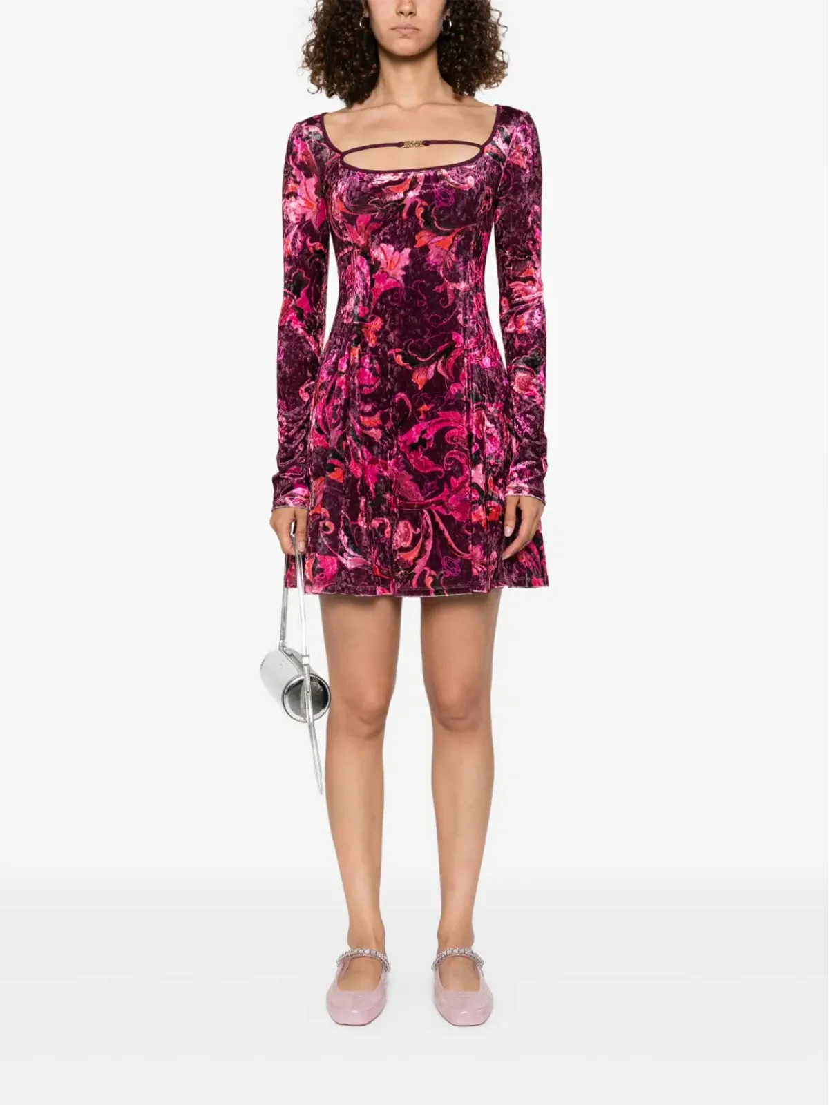 Versace Jeans Couture 花柄ベロアミニドレス - 画像2