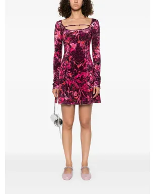Versace Jeans Couture 花柄ベロアミニドレス - サムネイル2
