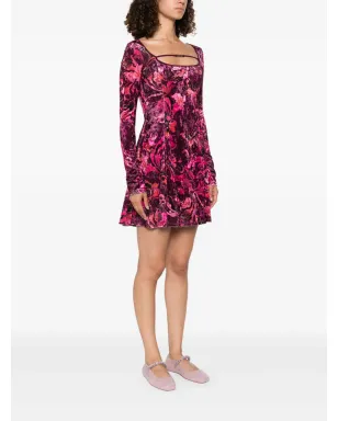 Versace Jeans Couture 花柄ベロアミニドレス - サムネイル3