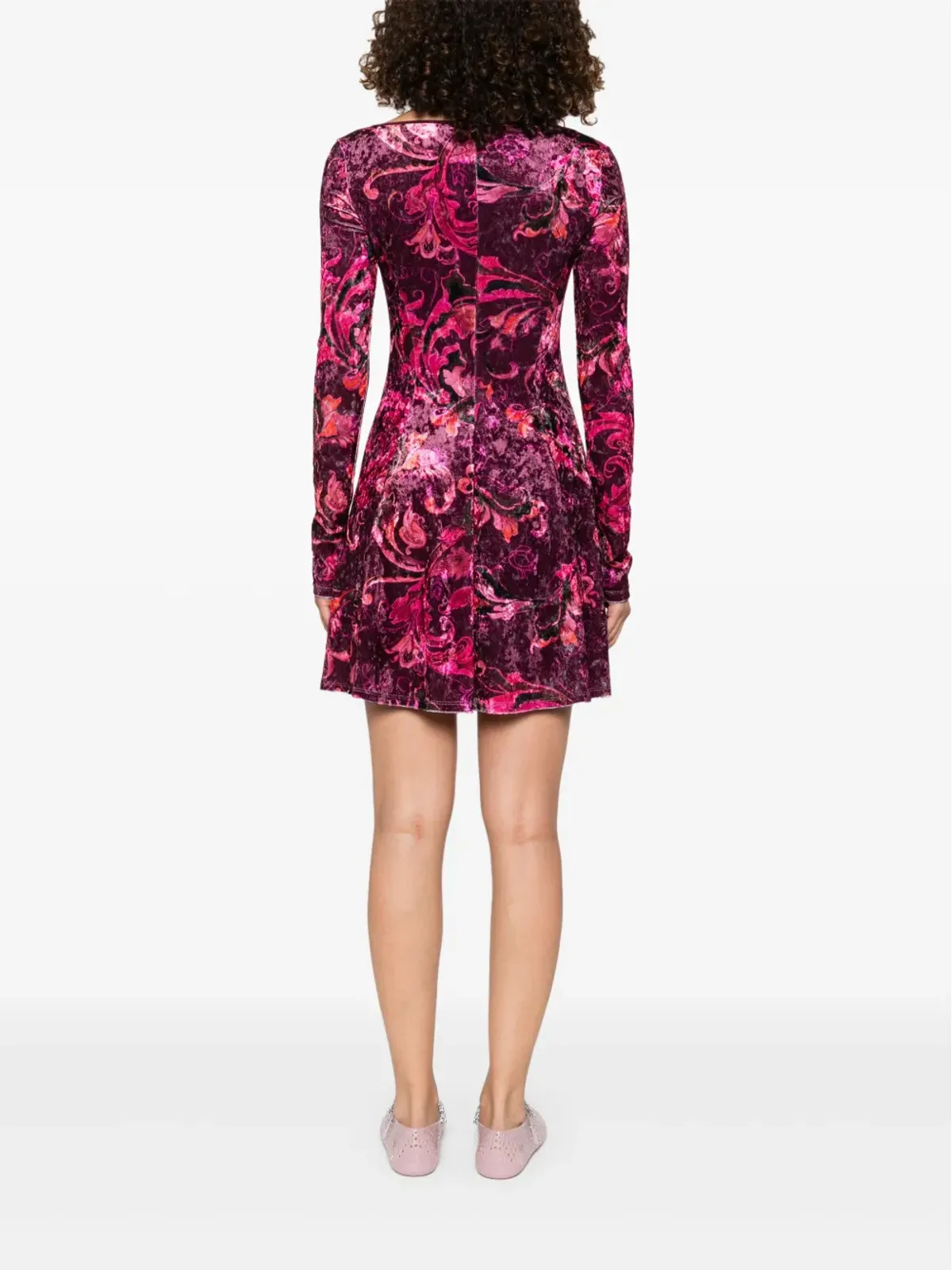Versace Jeans Couture 花柄ベロアミニドレス - 画像4