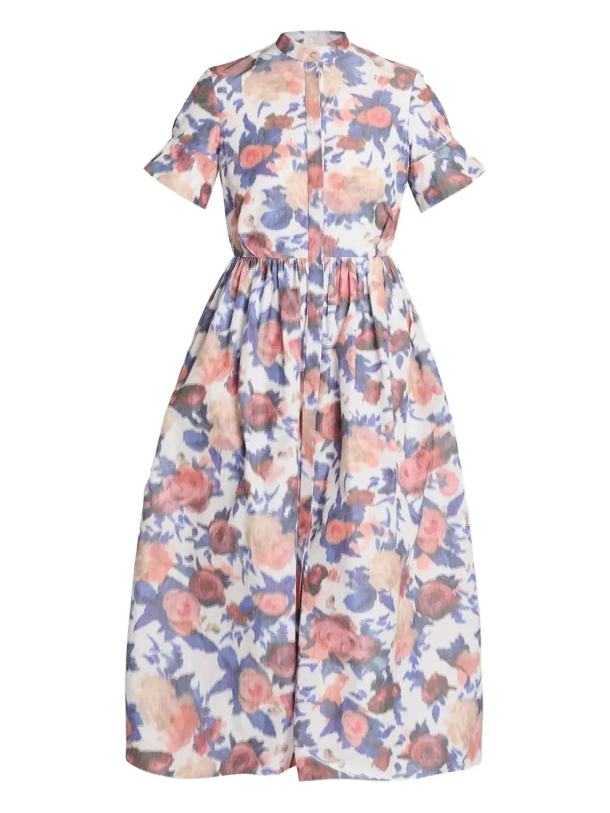 ERDEM 花柄プリント半袖ミディドレス - 画像1