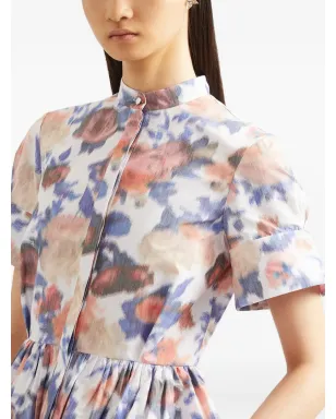 ERDEM 花柄プリント半袖ミディドレス - サムネイル4
