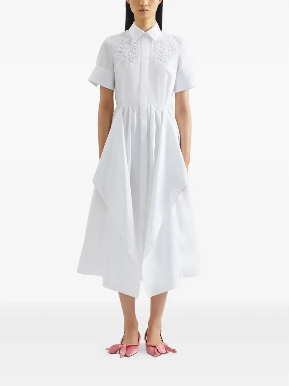 ERDEM 刺繍入りシャツドレス（ホワイト） - 画像2