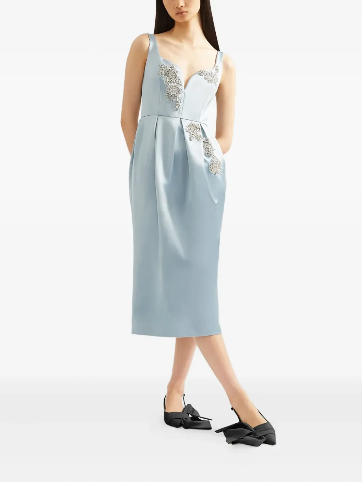 ERDEM ビジュー付きミディドレス ブルー - 画像2