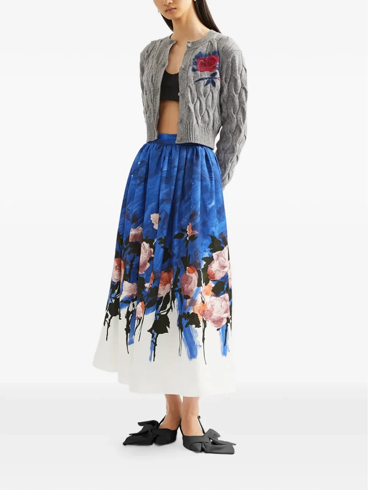 ERDEM ケーブル編みカーディガン - グレー - 画像2